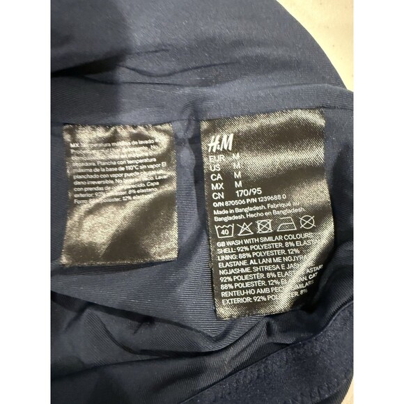 H&M Swimsuit One Piece Womens Medium Navy Textured No Bra Pads Stretch Travel - Picture 3 of 5